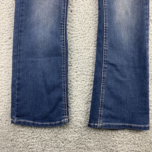 Faded Glory Girls Boot Cut Jeans 12 Stretch Embroidered Pockets Adjustable Waist - Picture 5 of 13